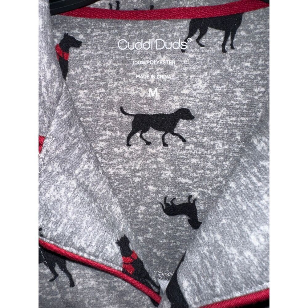 Cuddl Duds Women’s Pajama Set grey black lab Dog Print Long Sleeve Top & lounge - Picture 3 of 6